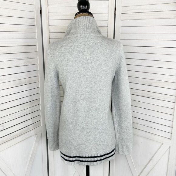 Tommy Hilfiger Logo Patch Varsity Sweater Grey Small Wool Blend Quarter Zip - Picture 4 of 12